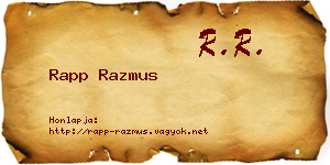 Rapp Razmus névjegykártya